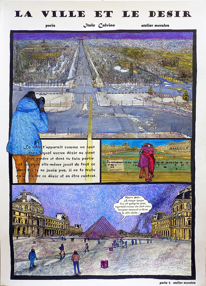 La Ville et le désir. Paris. 1 - a Digital Graphics and Cartoon Artowrk by Atelier Morales